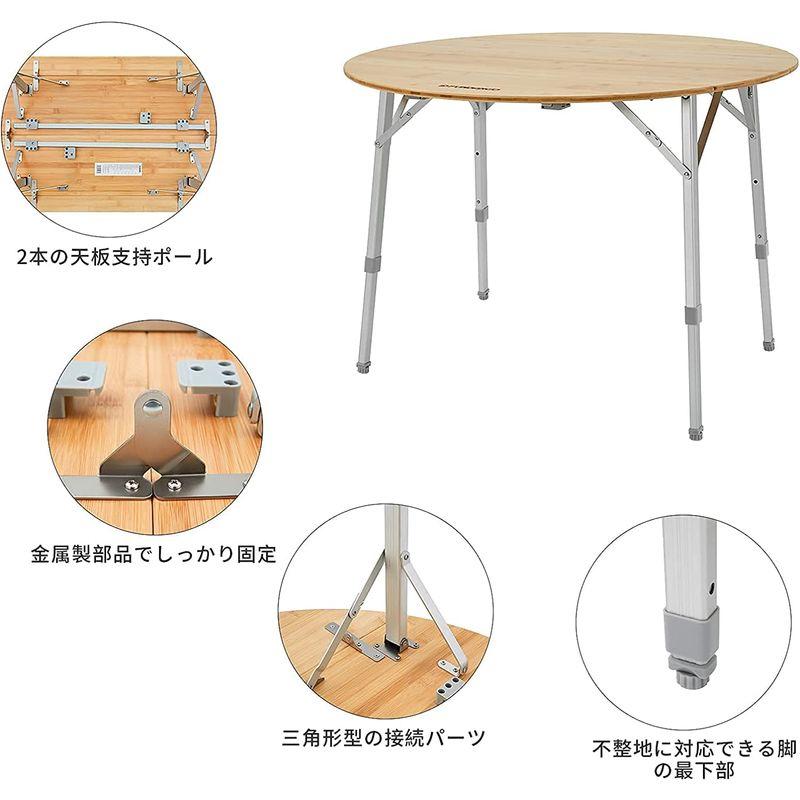 FUNDANGO アウトドアテーブル 耐荷重約80kg サークルテーブル 90cm 3-4人用 キャンプ 丸テーブル 折りたたみ 高さ調整4 約 アウトドアテーブル 耐荷重約80kg サークルテーブル 90cm 4人用 キャンプ 丸テーブル 折りたたみ 高さ調整4