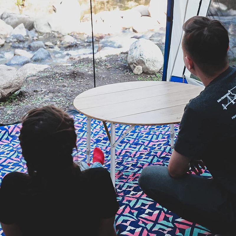 FUNDANGO アウトドアテーブル 耐荷重約80kg サークルテーブル 90cm 3-4人用 キャンプ 丸テーブル 折りたたみ 高さ調整4 約 アウトドアテーブル 耐荷重約80kg サークルテーブル 90cm 4人用 キャンプ 丸テーブル 折りたたみ 高さ調整4