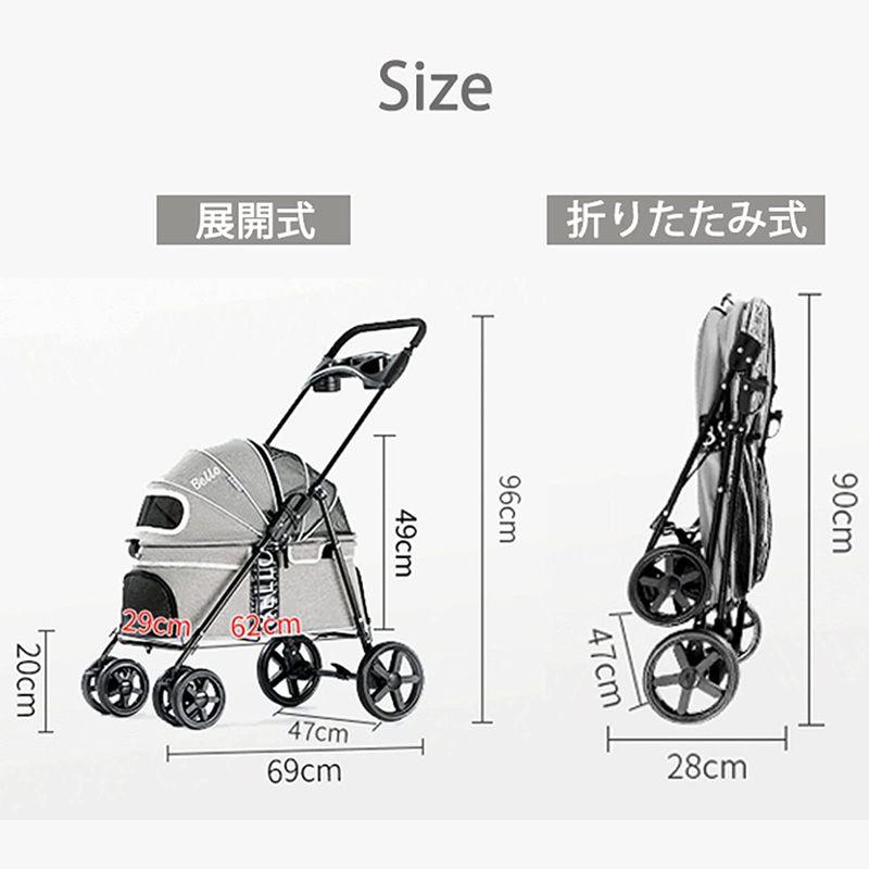 大阪熊 ペットカート ペットキャリー ペットバギー いぬ用 バギー 折りたたみ式 レインカバー付き多頭 中小型犬 中型犬バギー 猫用 前輪3 ペットカート ペットキャリー ペットバギー いぬ用 バギー 折りたたみ式 レインカバー付き多頭 中小型犬 中型犬バギー 猫用 前輪3 　 小回りがきくので サイズ