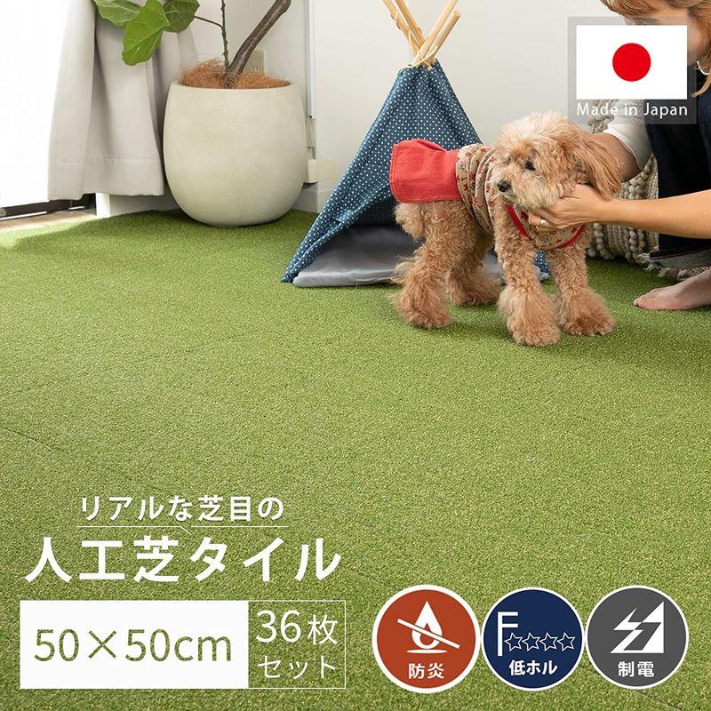【最終】 グラムスタイル 人工芝 タイルカーペット 50x50cm 36枚セット(3畳分) 置くだけ カットできる 防炎 制電 低ホルムアルデヒド 夏 【4328994615】(22541円)