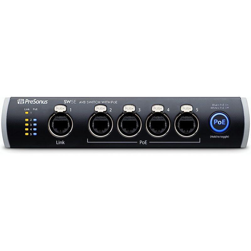 PreSonus SW5E PoE対応5ポートAVBスイッチ ロック機構付きXLR Ethernet AVB端子5基 (PoE搭載ポート4基 PreSonus (PoE搭載ポート4基