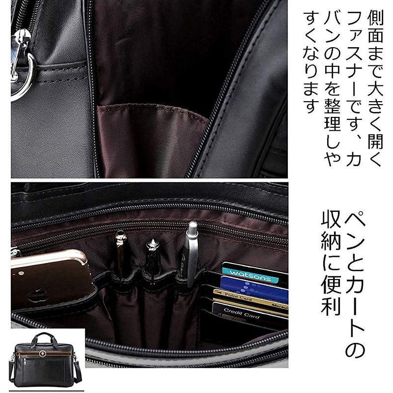 Ariga ビジネスバッグ メンズ 本革 牛革 2way A4対応 自立 大容量 ブリーフケース レザー 通勤 出張 就活 ブラック 牛革 本革 レザー ビジネスバッグ メンズ 2way A4対応 自立 大容量 ブリーフケース 通勤 出張 就活 ブラック サイズ