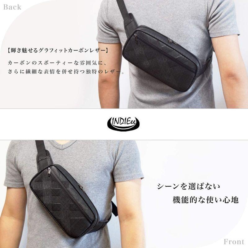 INDIEee インディ グラフィット カーボンレザー スマート ボディバッグ ウエストバッグ 人気 おしゃれ レザー 本革 ケース シン 　 INDIEee インディ グラフィット カーボンレザー スマート ボディバッグ ウエストバッグ 人気 おしゃれ レザー 本革 ケース シン