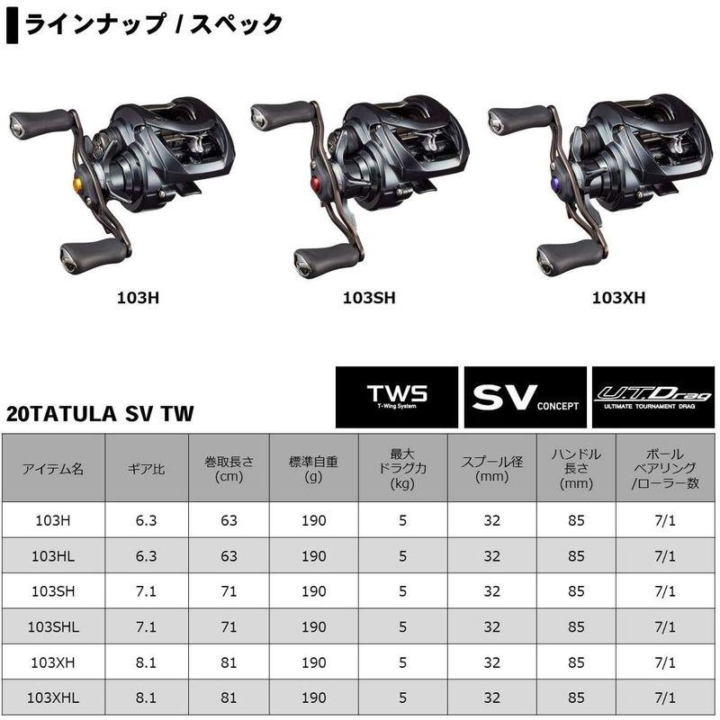 ダイワ(DAIWA) ベイトリール 20 TATULA SV TW 103SH(2020モデル)