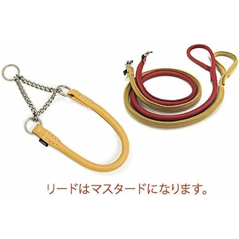 ASHU ソフトレザーハーフチョークM＆犬用リードMセット (マスタード) ソフトレザーハーフチョークM＆犬用リードMセット マスタード 　