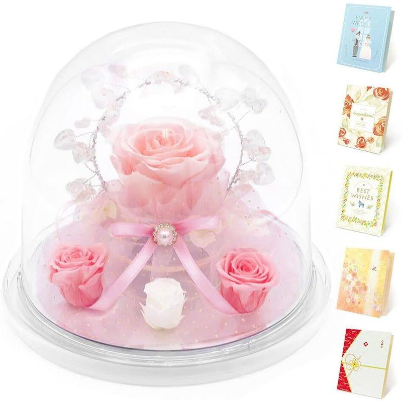 【日本未発売】 電報屋のエクスメール 祝電 結婚式 プリザーブドフラワー 電報 「ワルツ オルゴールドーム ブライダルピンク」と「プレミアムカード電報」のセ 【2012979204】(10484円)