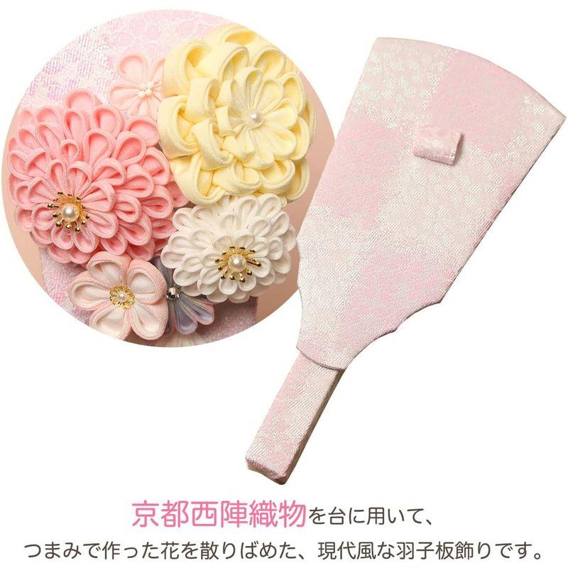 羽子板飾り 羽子板 かわいい 羽子板7号 ピンク羽子板 華*花 つまみ髪飾り付き アクリルケース入り 羽子板 初正月 コンパクト (淡黄色) 羽子板 かわいい 羽子板7号 ピンク羽子板 華*花 つまみ髪飾り付き アクリルケース入り 初正月 コンパクト 淡黄色 　