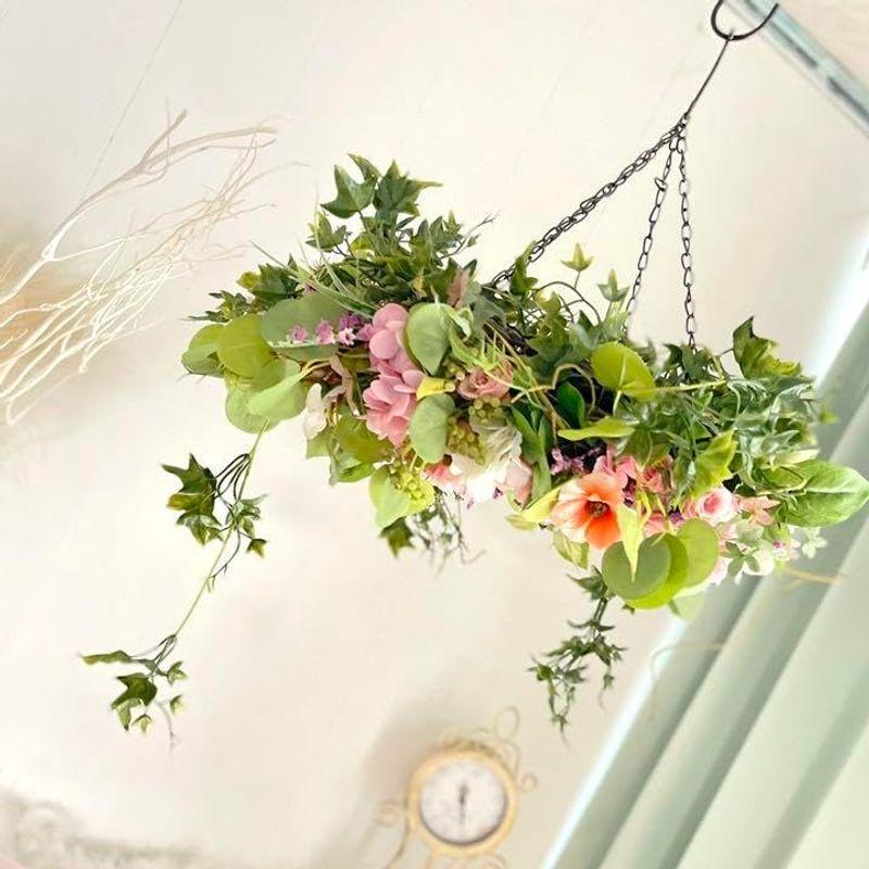 光触媒 フライングリース フェイクフラワー 造花 リース 夏 サマーリース 飾り 天井 吊り下げ フライングリース フェイクフラワー 造花 リース 夏 サマーリース 飾り 天井 吊り下げ 　