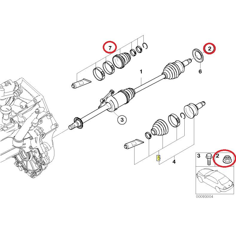 BMW MINI 純正 R52 R53 MT車 フロント ドライブシャフトブーツ インナー側 リペアキット + ハブナット 1set(片側分) | MINI | 01
