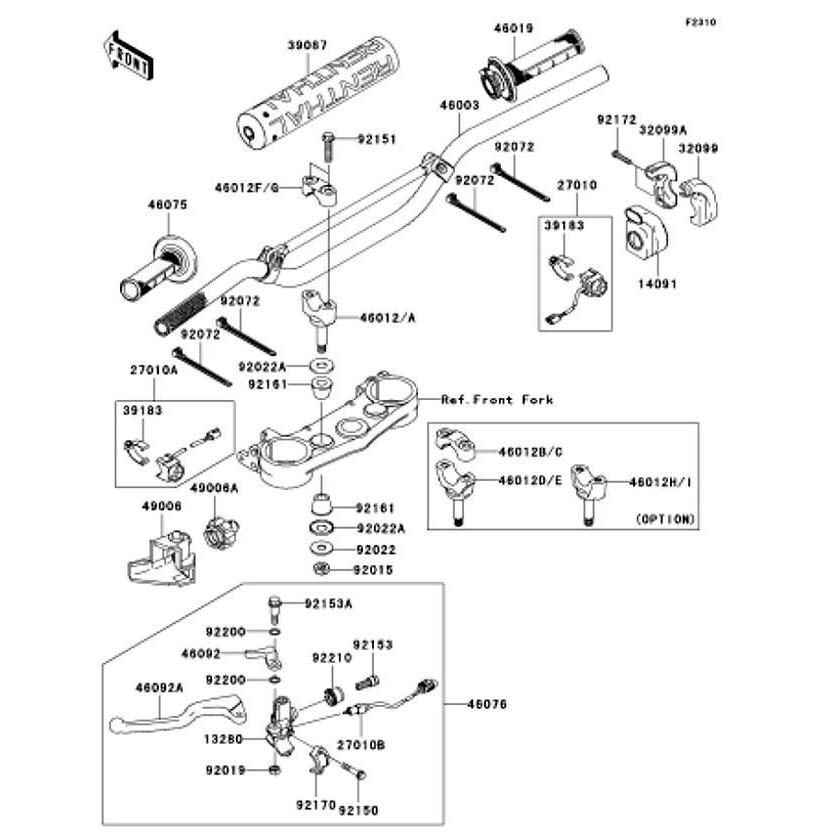 ムー カワサキ（Kawasaki） 純正部品 46012-0020-458 ホルダ(ハンドル)、UPP