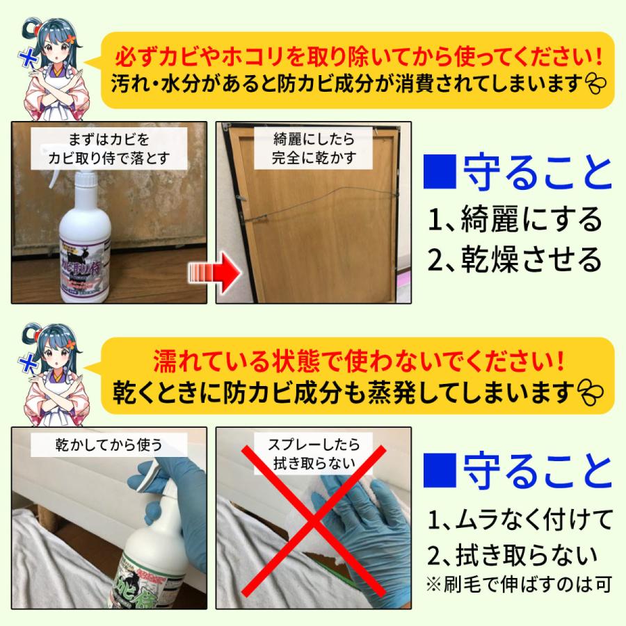 カビ 防カビ侍 水性タイプ 350g /ノンアルコールの強力な防カビ剤で部屋の壁紙 木材 畳 タンス 布団 床 革 靴をカビ防止 /防カビ洗剤でカビを掃除 /BZ-S350｜junsendo｜11