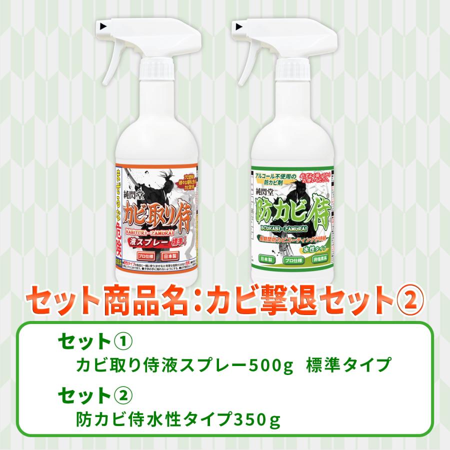 カビ 撃退セット2 /カビ取り侍液スプレー標準タイプと防カビ侍水性タイプのセット / 部屋の壁 クロス 絨毯の黒カビを強力除去してカビを防止 /KZ-G-SS｜junsendo｜02