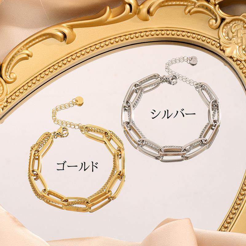 ブレスレット ダブル リンク チェーン ステンレス レディース おしゃれ 