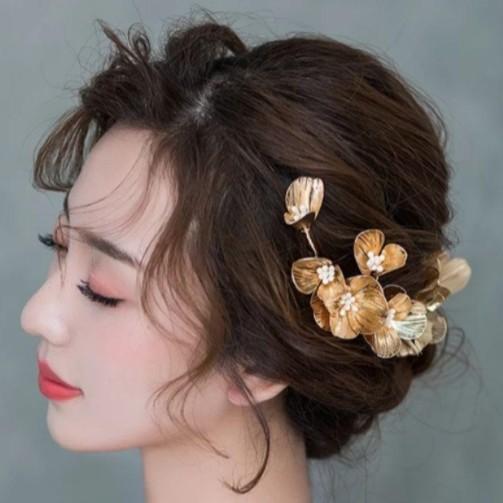 ヘッドドレス イヤリング セット 花 髪飾り カチューシャ