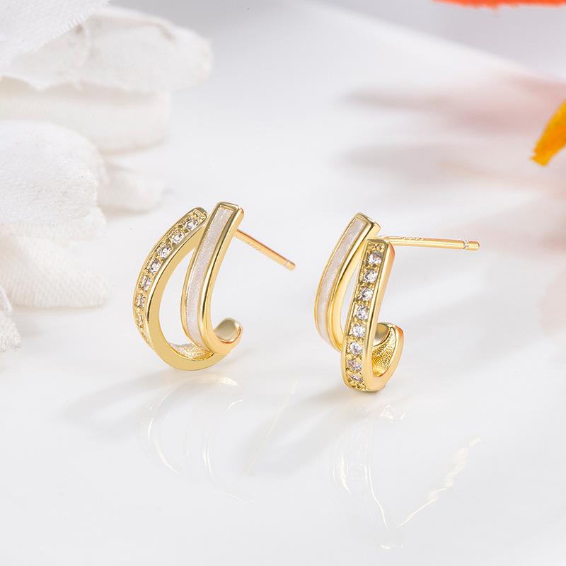 豪華デザインピアス＊ 二連 ファッションピアス 合金ゴールド