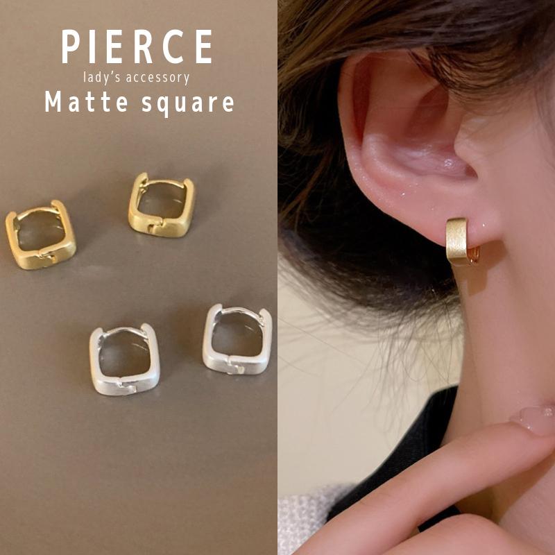 ピアス スクエア フープ 艶消し マット キャッチレス シルバー
