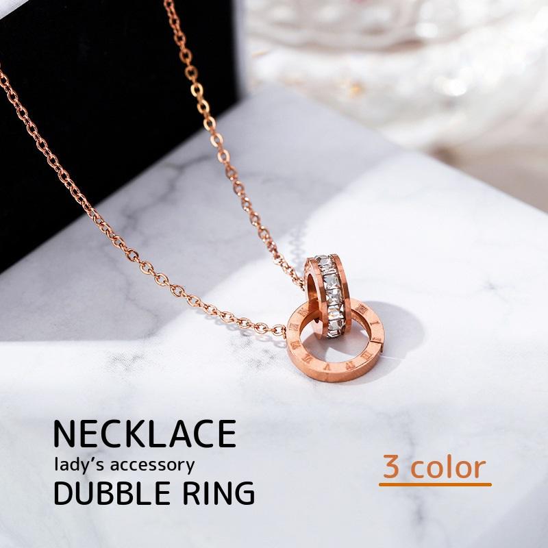 ネックレス ダブルリング チェーン アジャスター レディース おしゃれ
