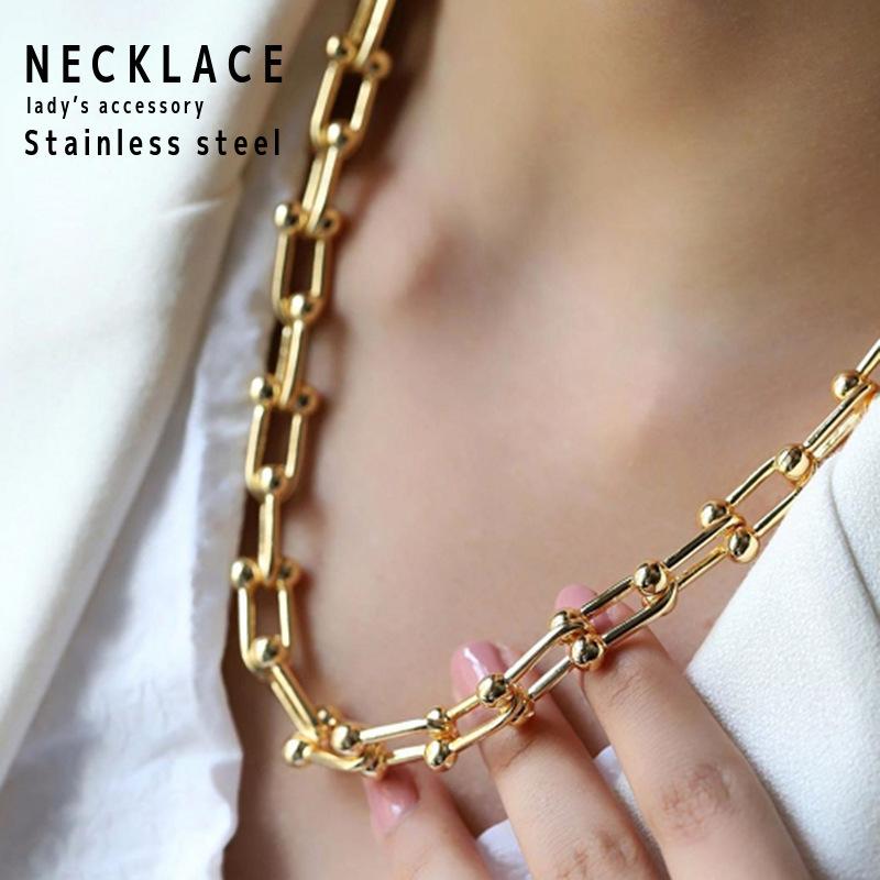 アレルギー対応シルバーゴールドリンクチェーンネックレス