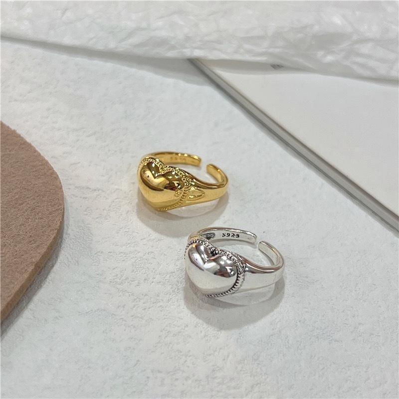 リング 指輪 ハート オープンリング ミル打ち フリーサイズ シルバー