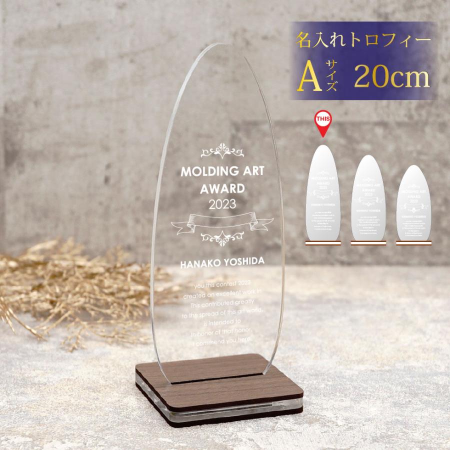 名入れ トロフィー 大サイズ (A) オーナメント クリスタル調 アクリル