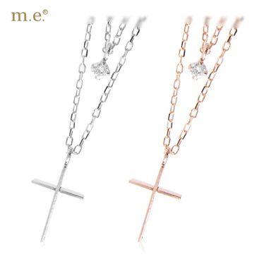 ネックレス レディース クロス ピンクゴールド ホワイトゴールド 重ね