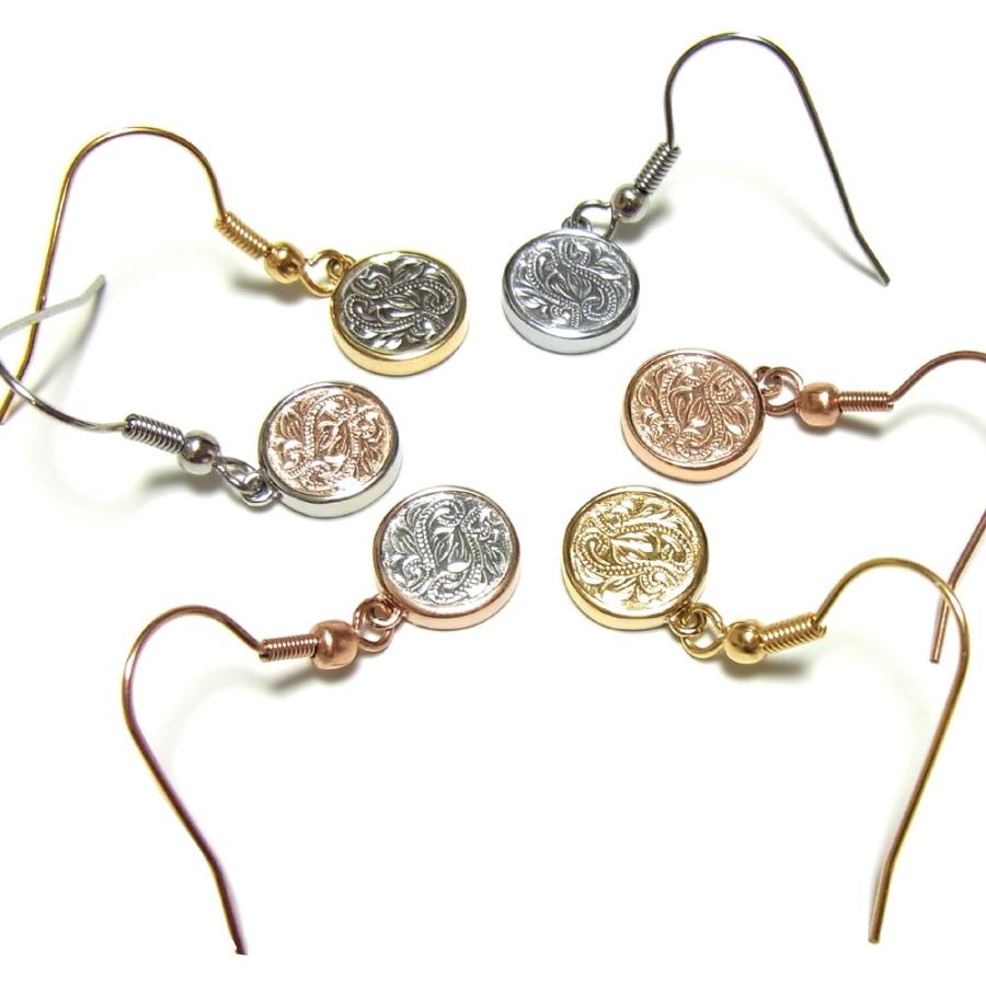 ハワイアンジュエリー ピアス メダル コイン レディース プレゼント 片耳 金属アレルギー対応 サージカル ステンレス  スクロール カレイニキニ | ハワイアンジュエリー