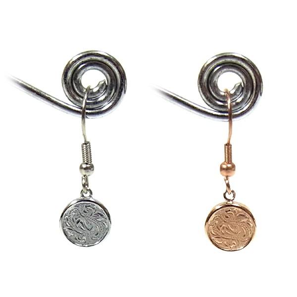 ハワイアンジュエリー ピアス メダル コイン レディース プレゼント 片耳 金属アレルギー対応 サージカル ステンレス  スクロール カレイニキニ | ハワイアンジュエリー | 01