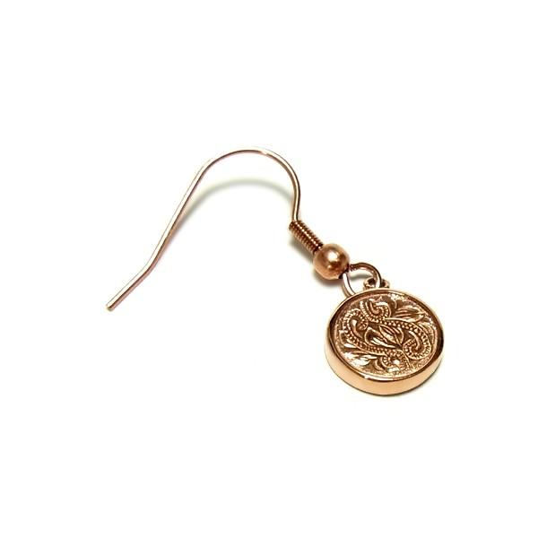 ハワイアンジュエリー ピアス メダル コイン レディース プレゼント 片耳 金属アレルギー対応 サージカル ステンレス  スクロール カレイニキニ | ハワイアンジュエリー | 05