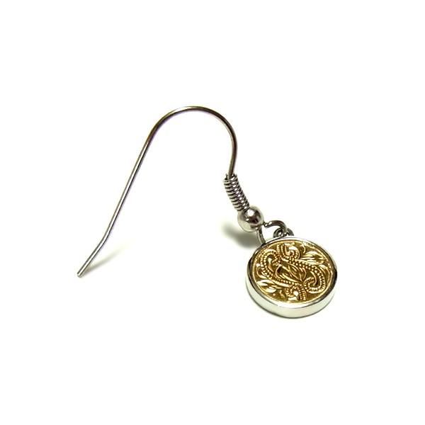 ハワイアンジュエリー ピアス メダル コイン レディース プレゼント 片耳 金属アレルギー対応 サージカル ステンレス  スクロール カレイニキニ | ハワイアンジュエリー | 08