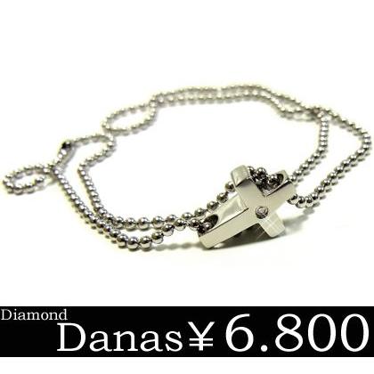 クロスダイヤモンドブレスレット ステンレス スチールシルバー レディース ノンアレルギー ダナス Danas 半額 sale