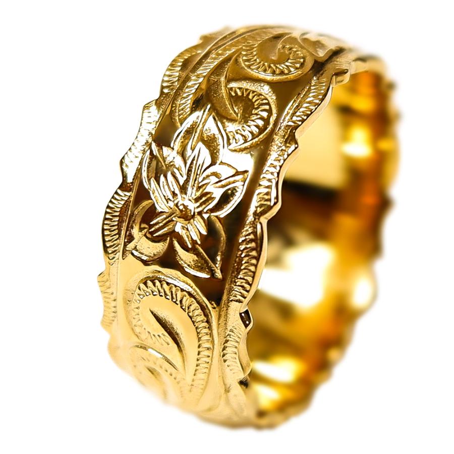 ハワイアンジュエリー リング 指輪 K14 ゴールドコーティング プルメリア スクロール ホヌ 記念日 誕生日 プレゼント ギフト