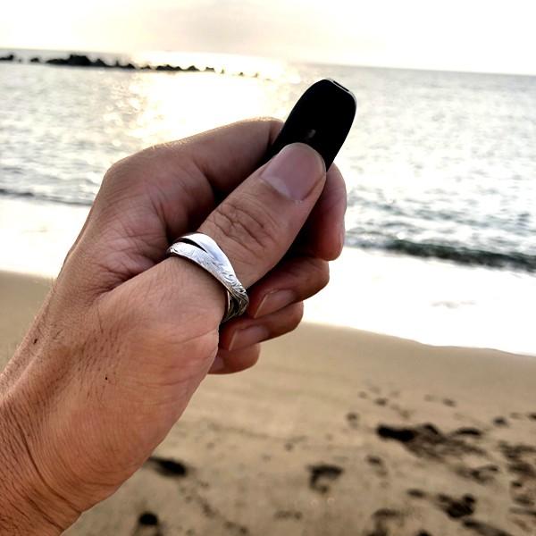 ペアリング ペアハワイアンジュエリー 指輪 2連リング カレイキニ スクロール 金属アレルギー対応 サージカル ステンレス 花 入浴剤 写真フレーム フラワーの画像