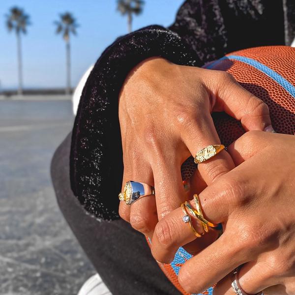 ハワイアンジュエリー リング カレッジリング風 指輪 K14 ゴールド