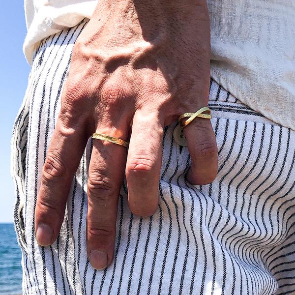 ハワイアンジュエリー リング 指輪 細め プルメリア スクロール