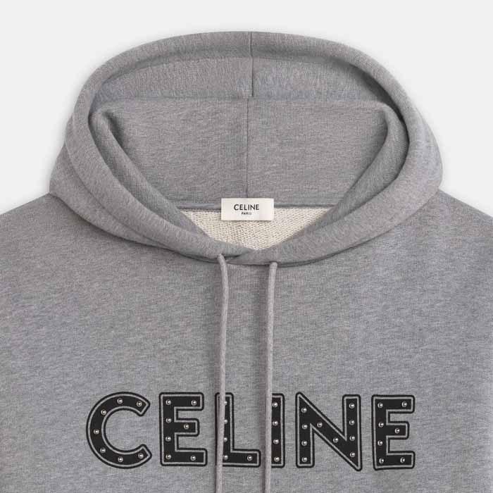 新品本物】 美品 CELINE セリーヌ スタッズロゴ グレー パーカー M