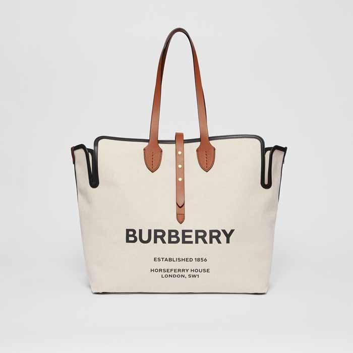 バーバリー BURBERRY ラージ ソフトコットンキャンバス ベルトバッグ