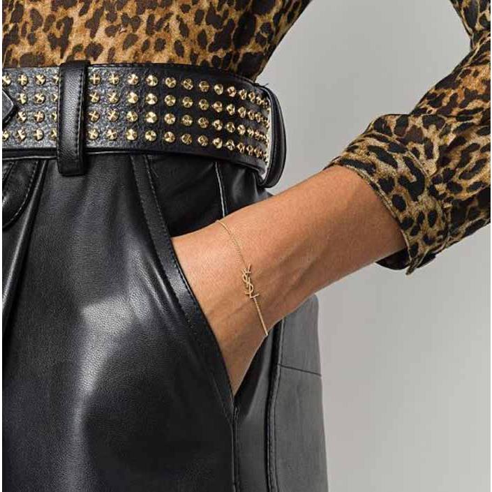 サンローラン Saint Laurent モノグラム チャームブレスレット ピンク