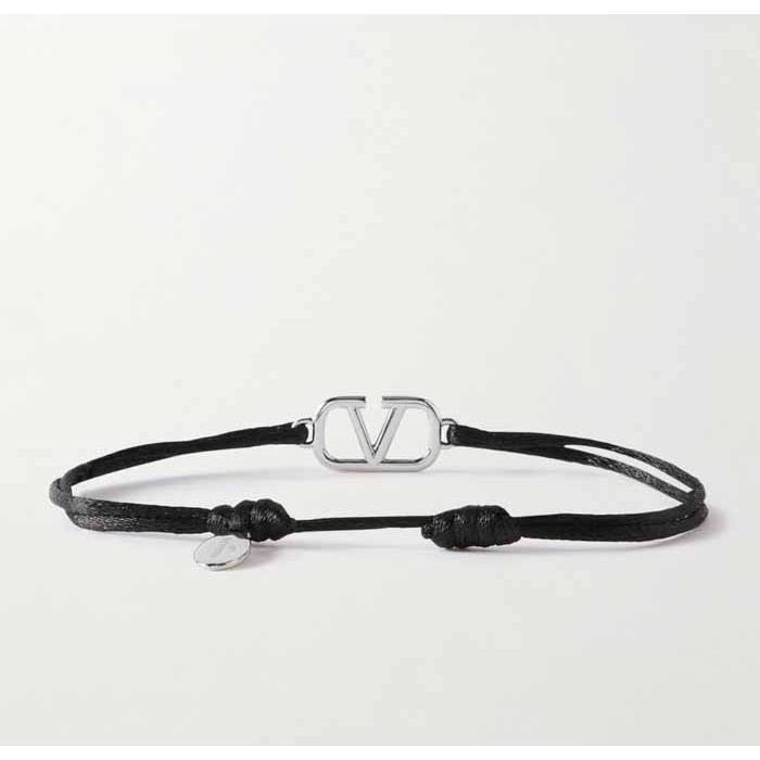 ヴァレンティノ VALENTINO Vlogo Vロゴ コード ブレスレット ブラック