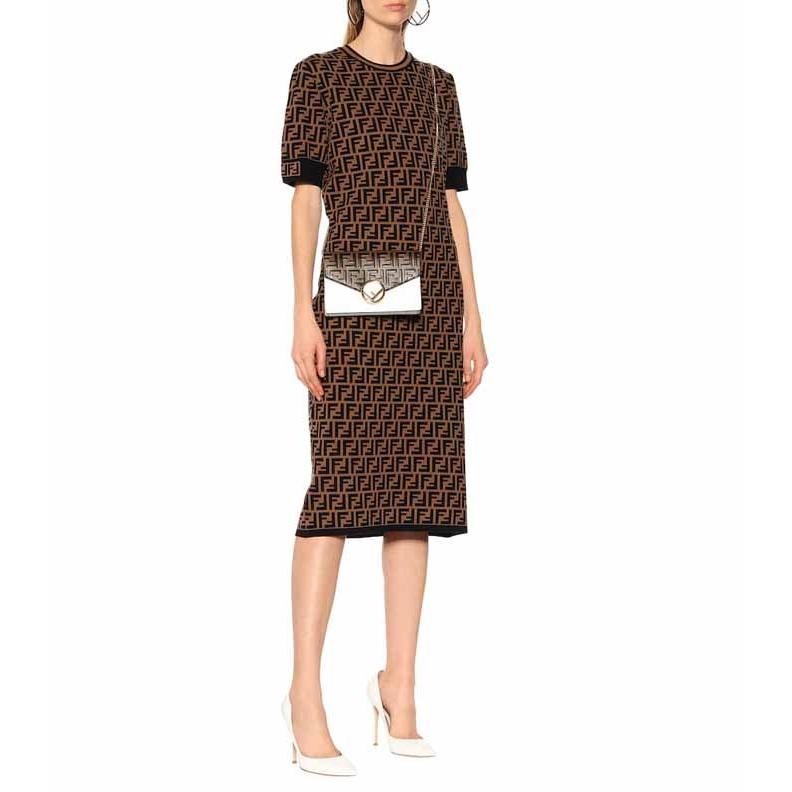 フェンディ FENDI FFロゴ ストレッチニット ミディ ワンピース
