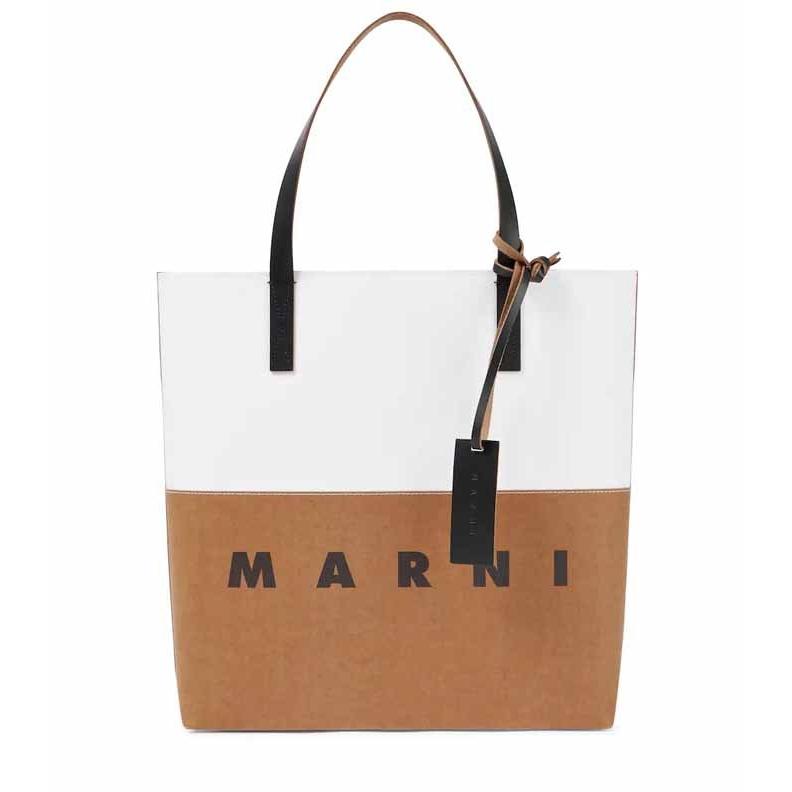 新品Marniマルニ ロゴバイカラートートバッグ ホワイト×ベージュ-