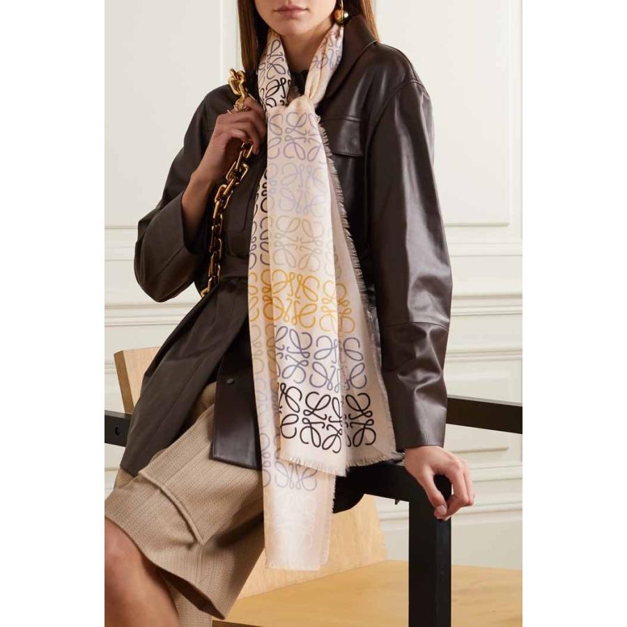 ロエベ LOEWE アナグラム ライン スカーフ (ウール＆シルク＆カシミヤ