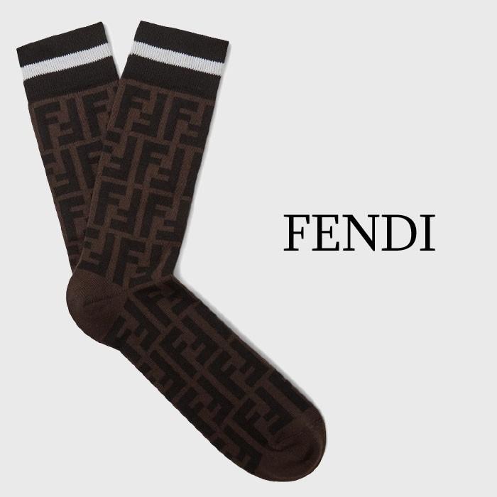 9600円 今季一番 9600円 ファッション通販 フェンディ FENDI FFロゴ ソックス 靴下 ブラウン