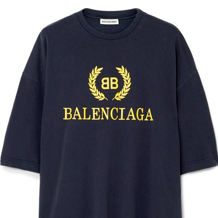 バレンシアガ BALENCIAGA BBロゴプリント Tシャツ オーバーサイズ ネイビー 535622TAV044128