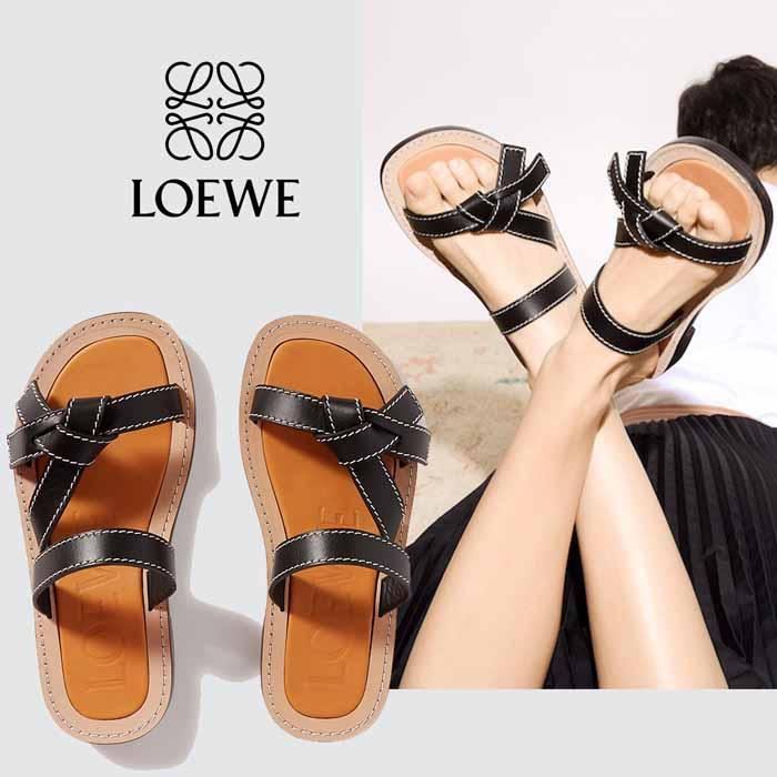 ロエベ LOEWE 2020SS Gate フラット サンダル ブラック :bym07021105