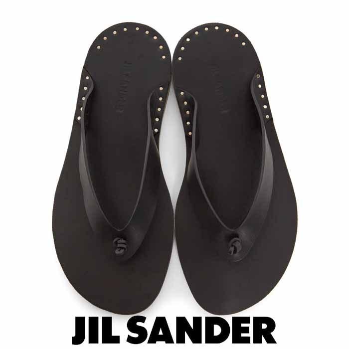 JIL SANDER ジルサンダー スタッズトリム レザーサンダル ブラック