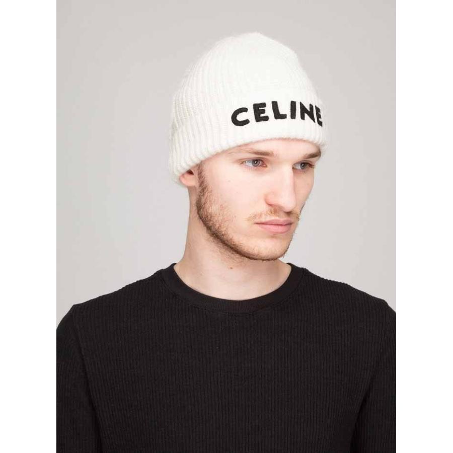 セリーヌ CELINE エンブロイダリー ニット帽 ウール A45R734L.01OW