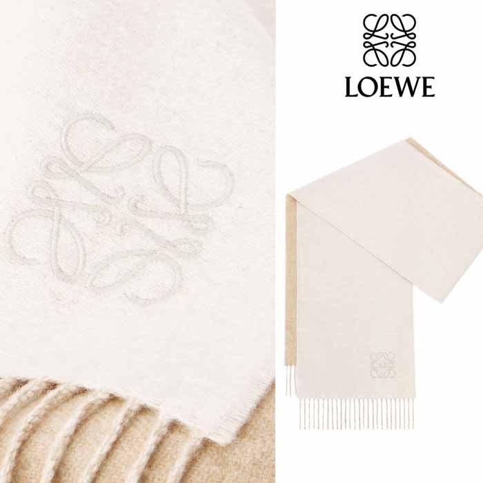 ロエベ LOEWE バイカラー スカーフ (ウール&カシミヤ) F810250X01 Ivory/Sand :bym11101047