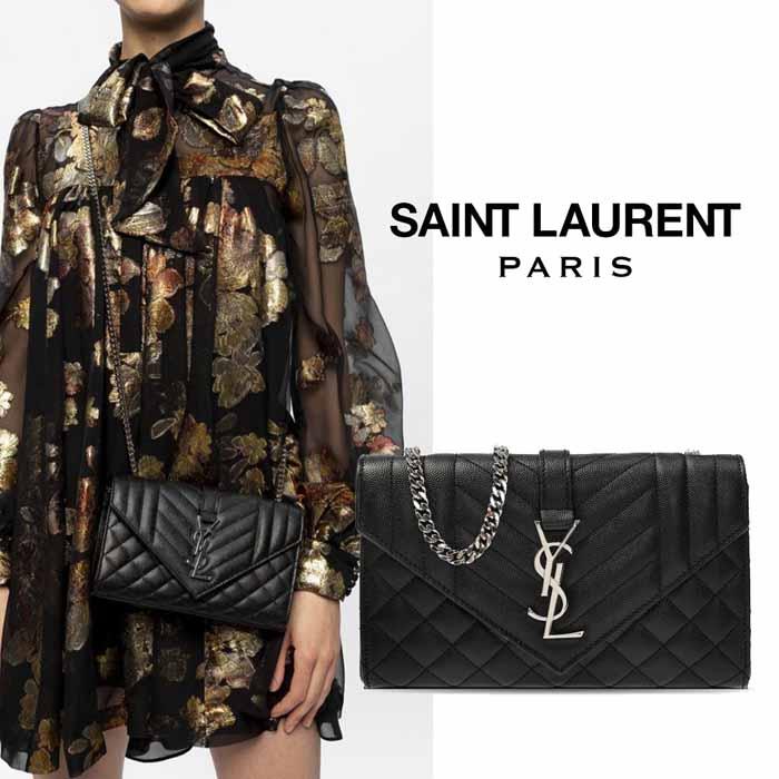 サンローラン Saint Laurent エンヴェロップ スモール ショルダーバッグ 600195BOW921000 ブラック×シルバー  :bym12061209:JURER ヤフーショップ - 通販 - Yahoo!ショッピング