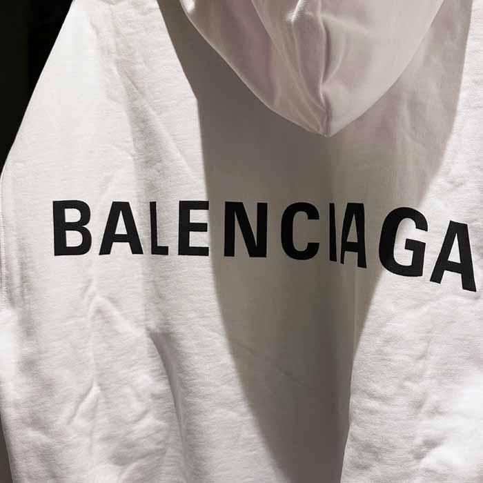 バレンシアガ フードパーカー バックプリントロゴ BALENCIAGA ホワイト