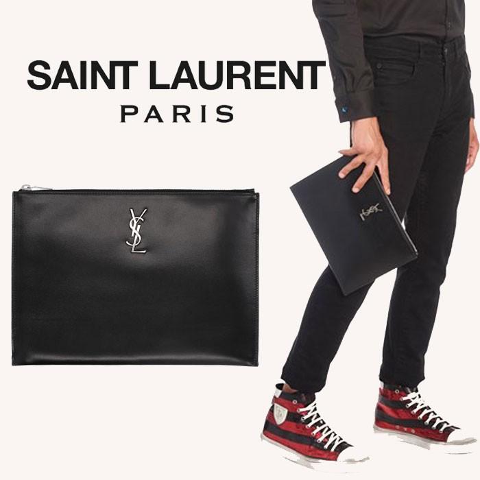 サンローラン Saint Laurent YSL ロゴ付きモノグラムクラッチバッグ